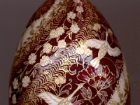 Spiral Birds and Blooms Chiyogami Ukrainian Style Easter Egg Pysanky by So Jeo : Pysanky Pysanka Ukrainian Easter egg batik ukrainian easter art batik  eggshell kimono chiyogami washi origami fans cranes birds blooms gold leaf sojeo leblond artist